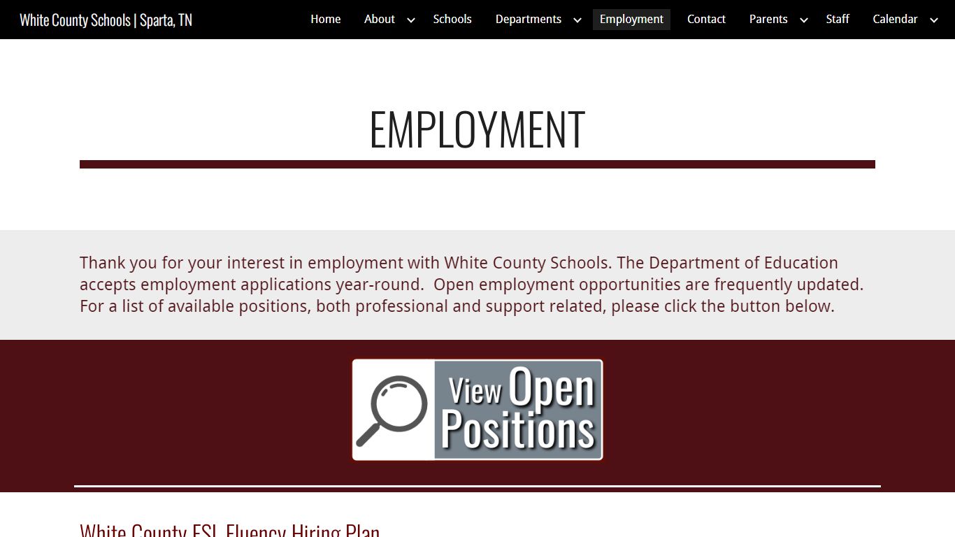 White County Schools | Sparta, TN - Employment